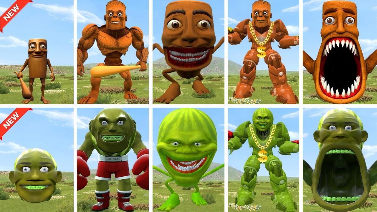 Who Is STRONGER? ALL EVOLUTIONS of TUNGTUNG SAHUR vs LINGANG MELON