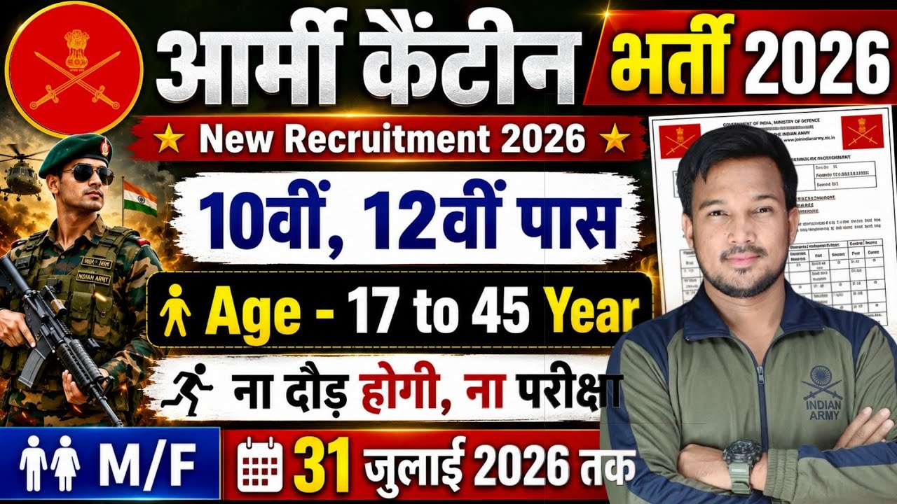 Army Canteen New Vacancy 2026 🔥 | Army Canteen Recruitment 2026 | 10th Pass Jobs | Apply Online