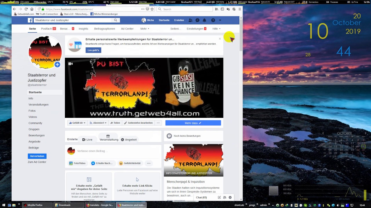 L&ouml;schung meiner Fanseiten - Stasibook alias Facebook | Stasi v3.0