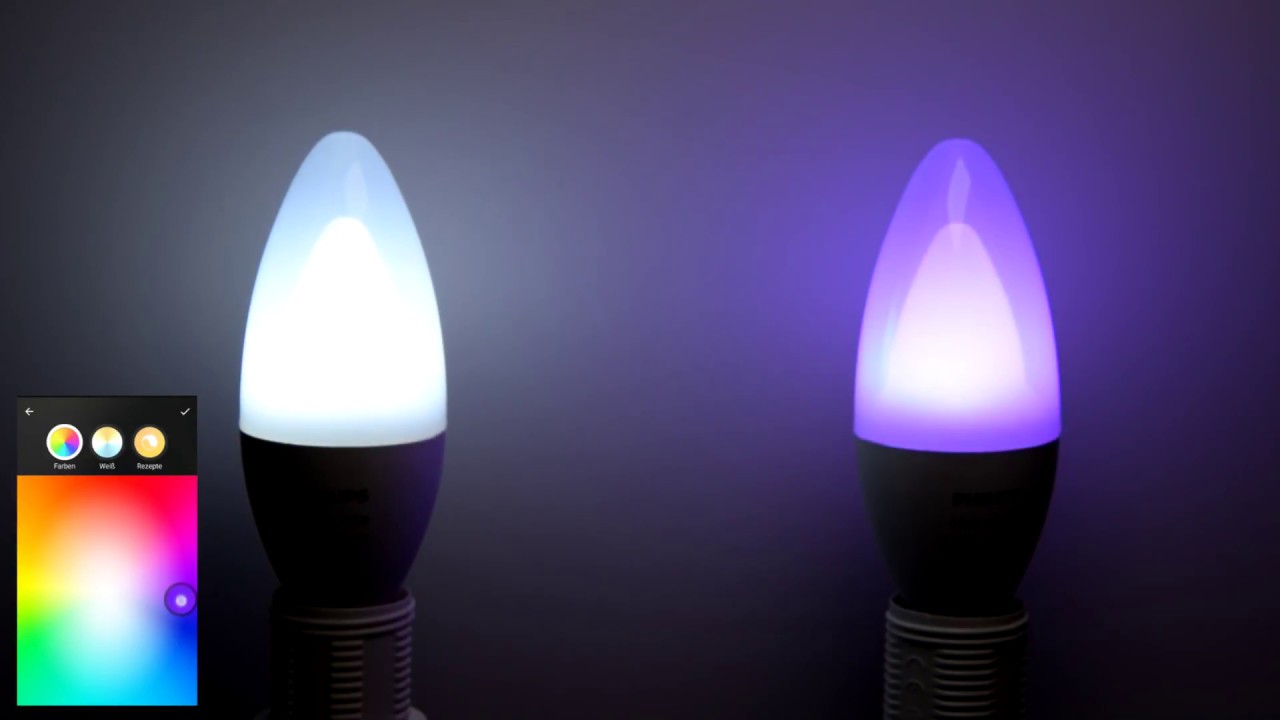 Philips Hue E14 Leuchtmittelvergleich White Ambiance und White & Color Ambiance