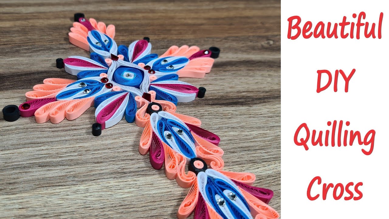 Beautiful Quilling Cross with Swarovski crystals - DIY Quilling decoration