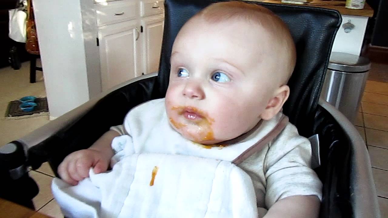 Nash eating/gagging through sweet potatoes for the first time -
