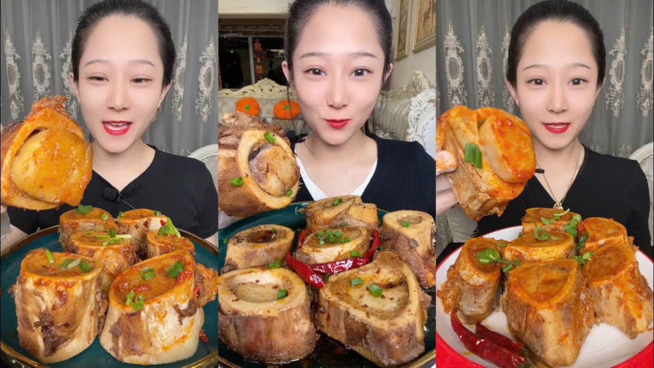 Asmr mukbang eating bone marrow - full 2 hours long - alice food #442