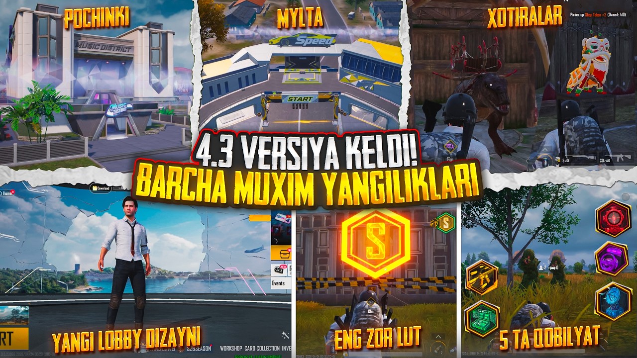 4.3 versiya KELDI! 😱 BARCHA MUXIM YANGILIKLARI - QOBILYATLAR - YANGI LOBBY DIZAYNI! PUBG MOBILE