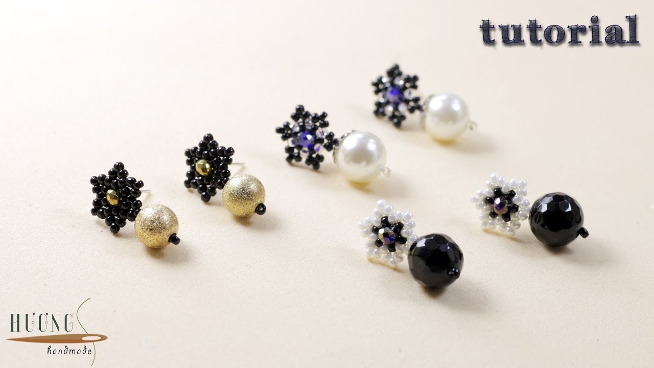 DIY Simple Stud Earrings || How to make Beaded Earrings || Super easy Tutorial