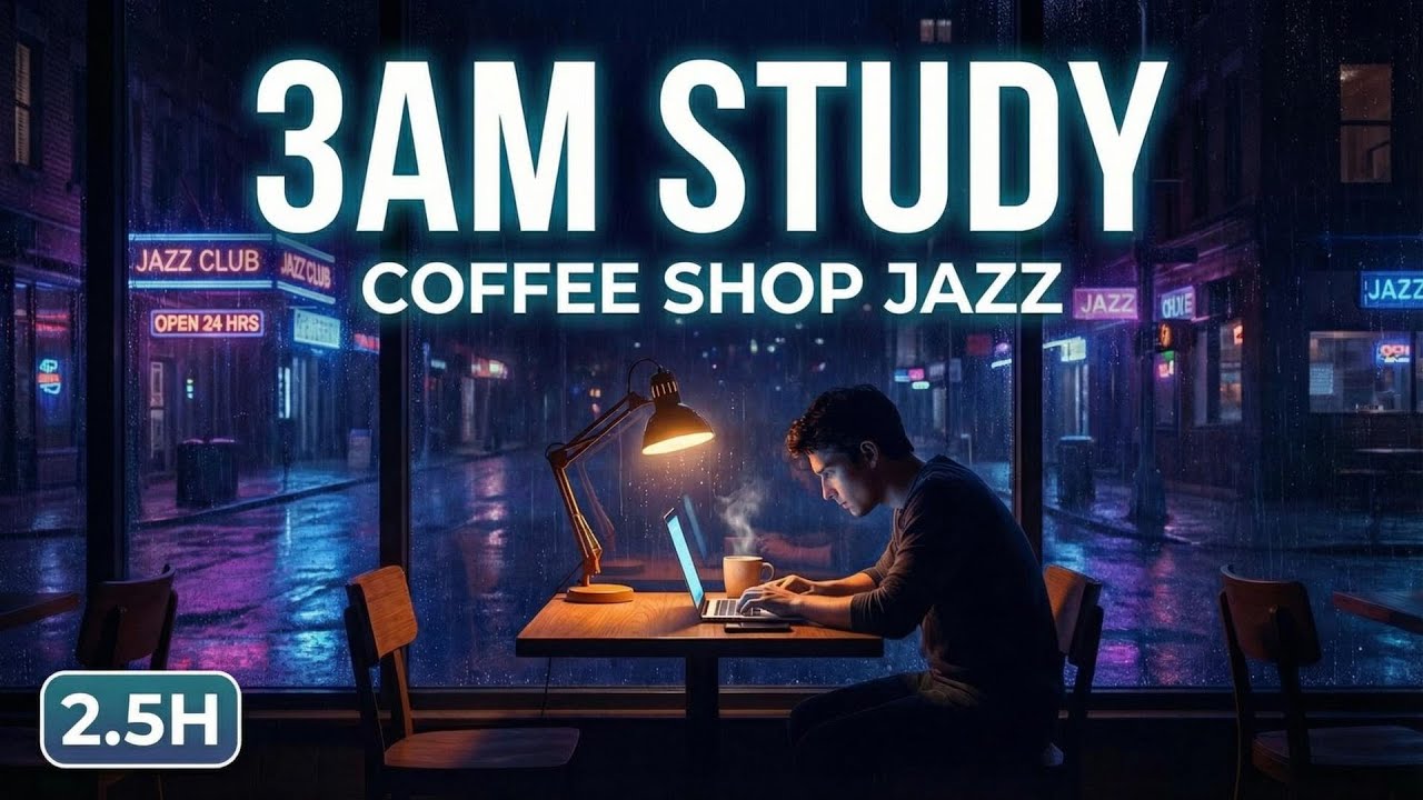 3AM Study Jazz for Deep Focus 📚 2.5 Hours Calm Night Work Music
