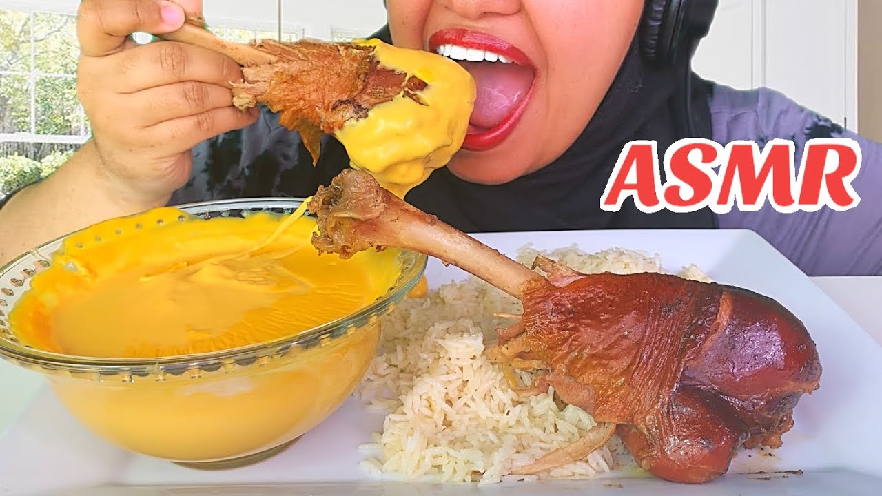 ASMR Giant Smoked Turkey Legs with Cheese & Rice | Eating Sounds | No Talking | Diamond ASMR