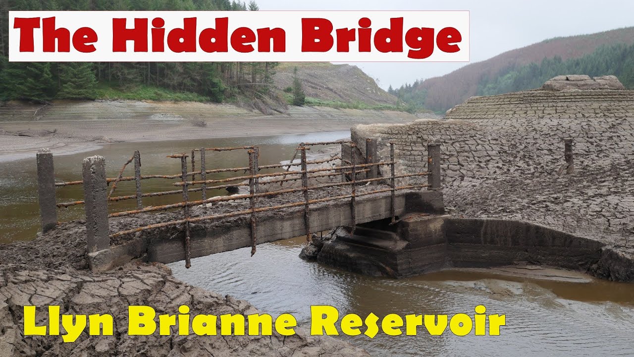 Hidden Foot Bridge in the Llyn Brianne Reservoir during the Aug 2018 drought filmed using a Glidecam