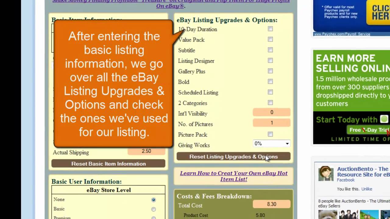 FREE eBay Profit & Fee Calculator by AuctionBento - Introduction