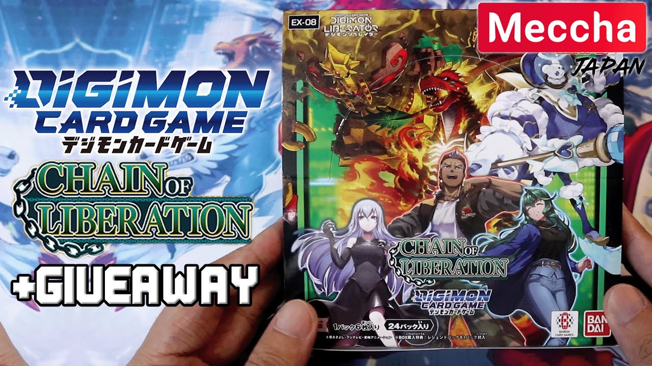 DIGIMON CARD GAME EX8 CHAIN OF LIBERATION Booster Box Opening + GIVEAWAY (Meccha Japan Collab)