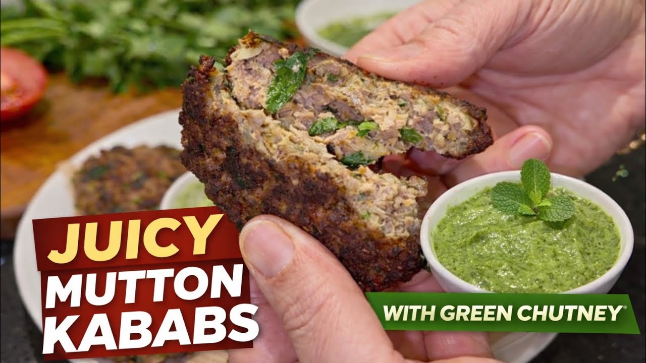 Juicy Mutton Kababs Recipe | Easy Homemade Shallow Fry Kabab with Green Chutney 🔥