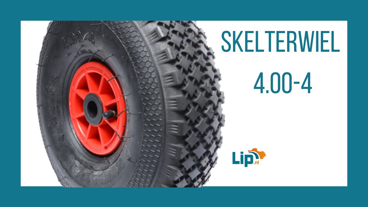 Wiel 4.00-4 voor skelter, steekwagen of bolderkar. As 20 mm Ø  | As lengte 75 mm | Lip.nl