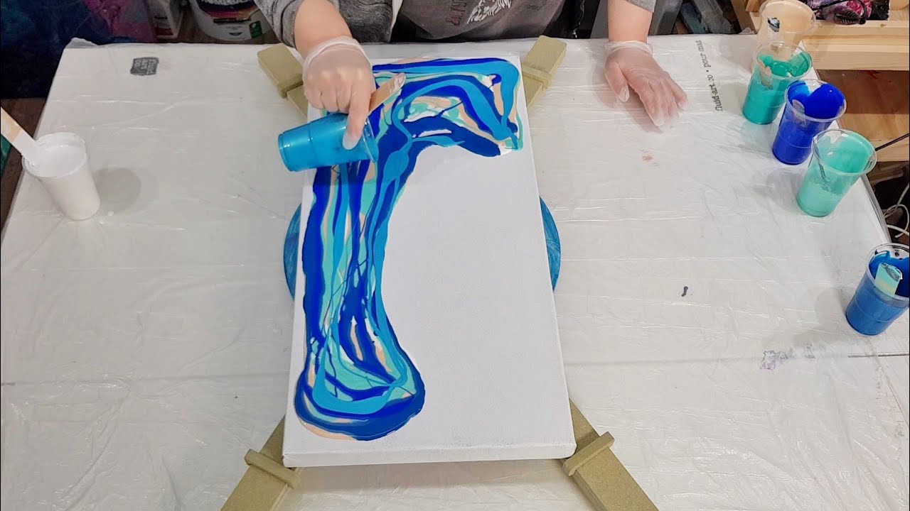 GORGEOUS Beach Colors 🌊 Acrylic Pour Painting with TLP 🐷 - Abstract Fluid Art