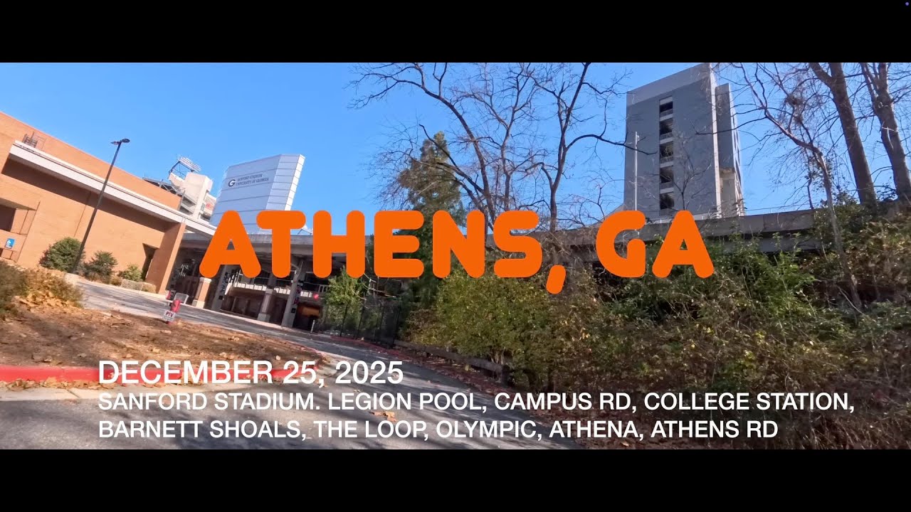 ATHENS, GEORGIA - DECEMBER 25, 2025 - SANFORD STADIUM, LEGION POOL, CAMPUS RD, COLLEGE STATION, LOOP