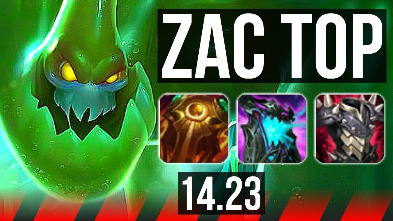 ZAC vs RIVEN (TOP) | 9/0/8, 6 solo kills, Legendary | KR Master | 14.23