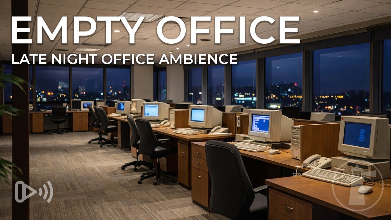 Empty Office Ambience (1990s Retro) - Late Night Office for Focus, Study and Relaxation [4 Hours]