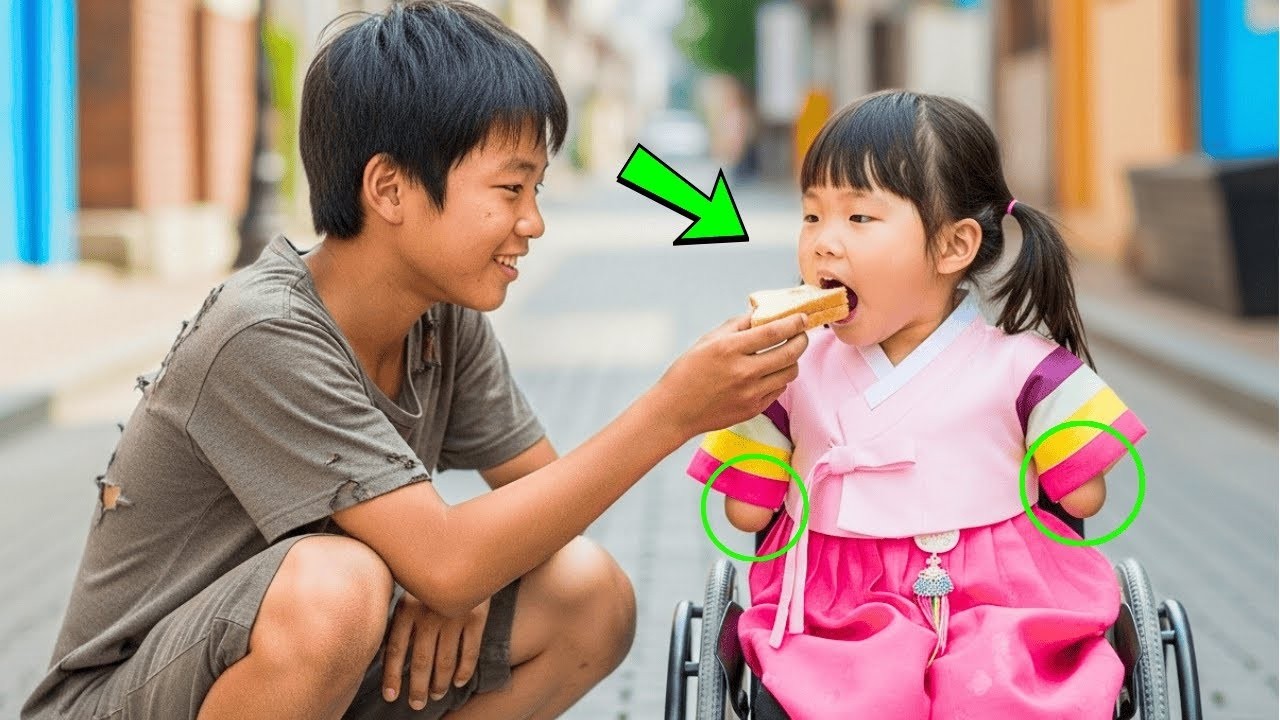 백만장자는 거지 소년이 휠체어에 탄 딸과 간식을 나누는 모습을 보고 얼어붙었다  그리고 그에게 놀라운 보상을 주었다