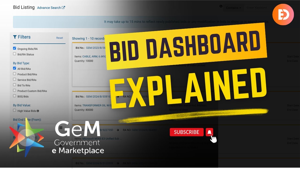 How to Search Tenders on GeM | Bid Dashboard Explained | Government e Marketplace Tenders
