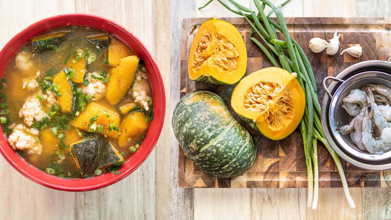 Vietnamese Kabocha Pumpkin Soup with Minced Shrimp (Canh Bí Đỏ Nấu Tôm Băm)