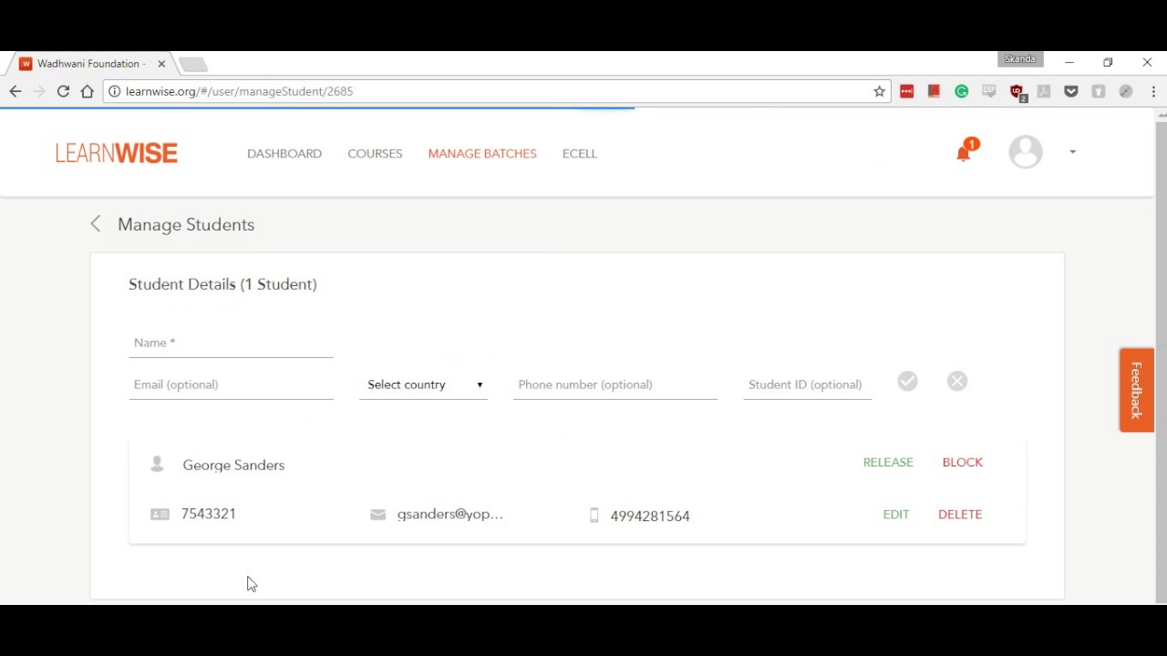 LearnWISE Tutorials - Releasing a Student