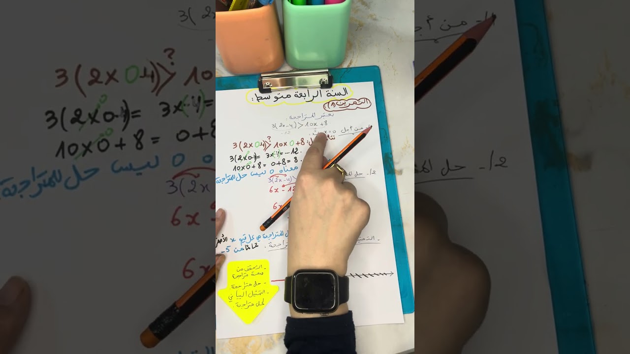 المتراجحة وتمثيلها البياني للسنة الرابعة متوسط