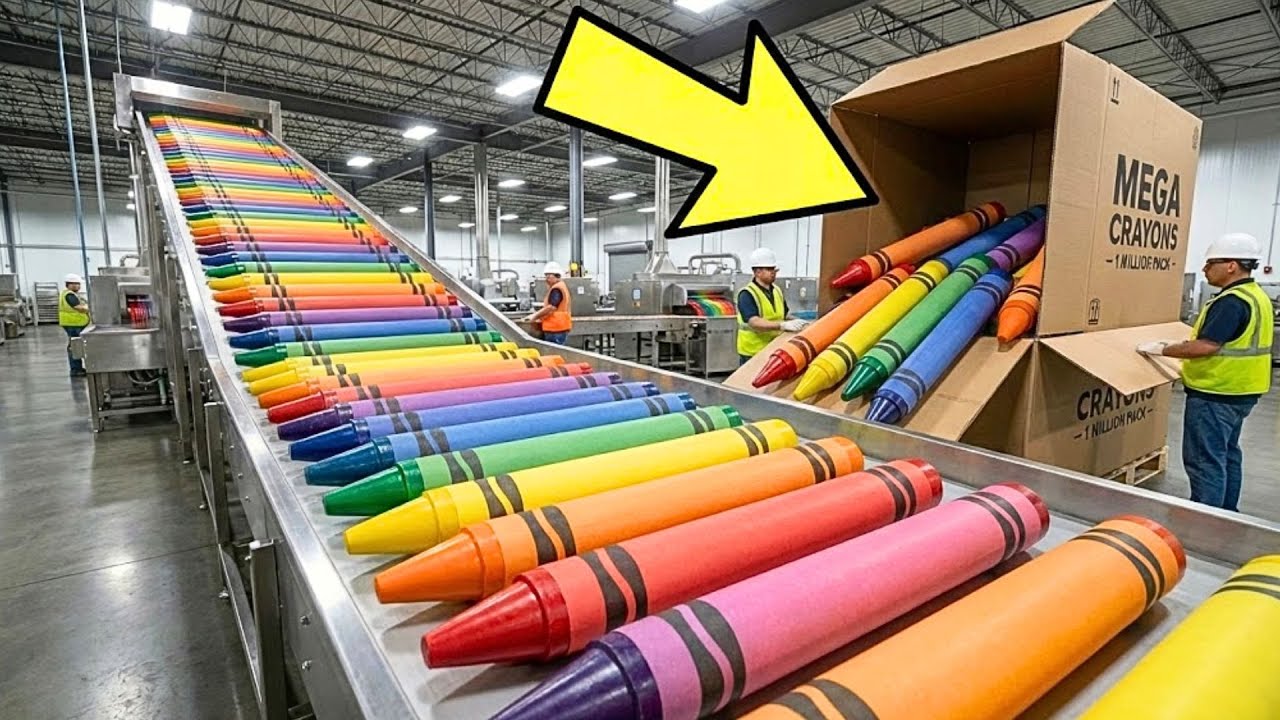 How It's Made the Mass Production of Wax Crayons in Mega Factory