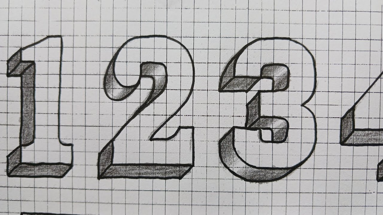 Simple 3D Drawing Number 1 To 10 / How To Draw Easy For Beginners Numbers 1 2 3 4 5 6 7 8 9 10