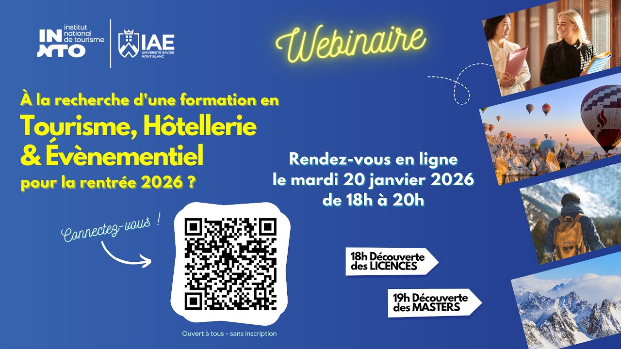 Webinaire rentrée 2026 - Nos Masters en Tourisme, Hôtellerie et Événementiel