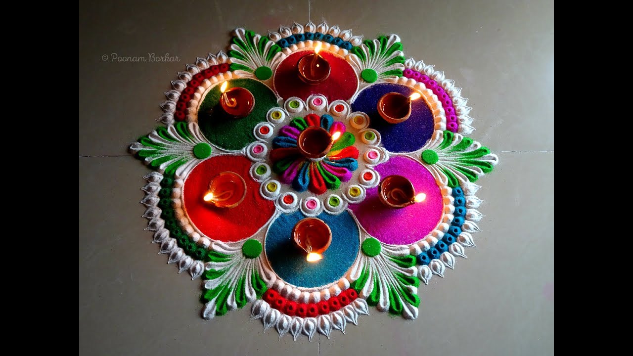 Simple yet beautiful rangoli | Small and colorful rangoli for beginners