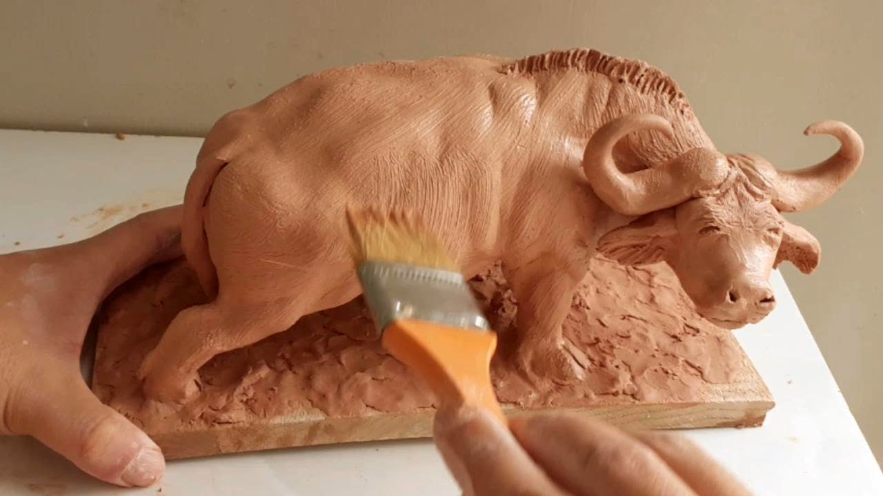 How To Make African Buffalo, EASY Clay Animal Making At Home, Sculpting Timelapse