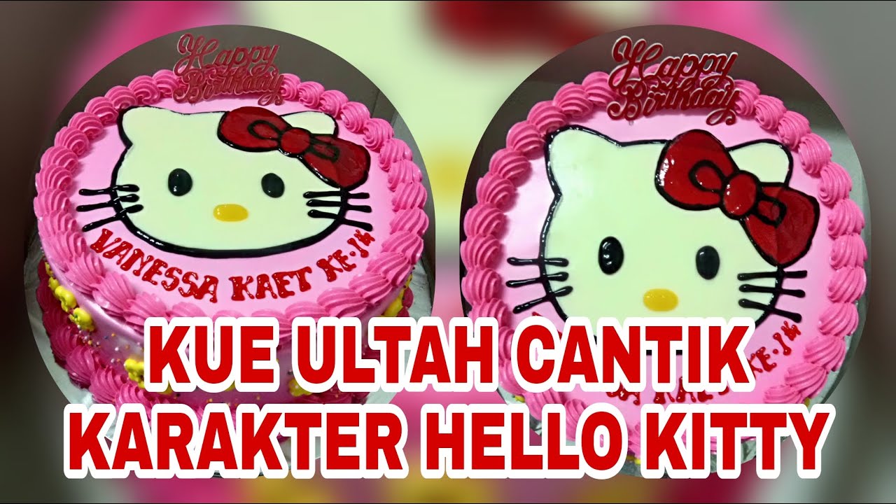 Cara menghias kue ulang tahun karakter hello kitty lucu || Birthday cake pictures hello kitty funny