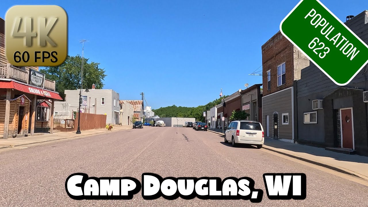 Driving Around Small Town Camp Douglas, Wisconsin in 4k Video