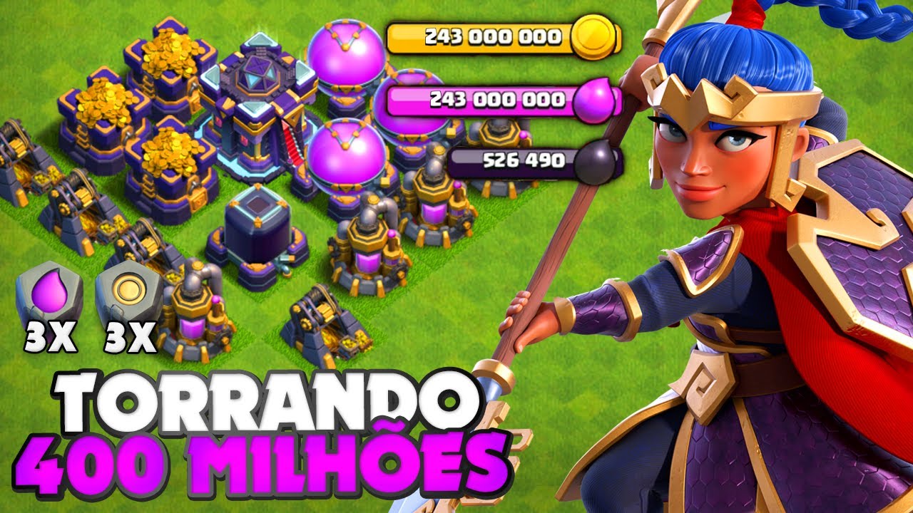 HISTÓRICO! TORRANDO MAIS DE 400 MILHÕES DE RECURSOS EM MEU CV15 NO CLASH OF CLANS!