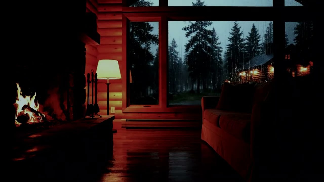 Rain, Fireplace & Soft Music ASMR ☕🔥 | Deep Relaxation & Sleep Ambience