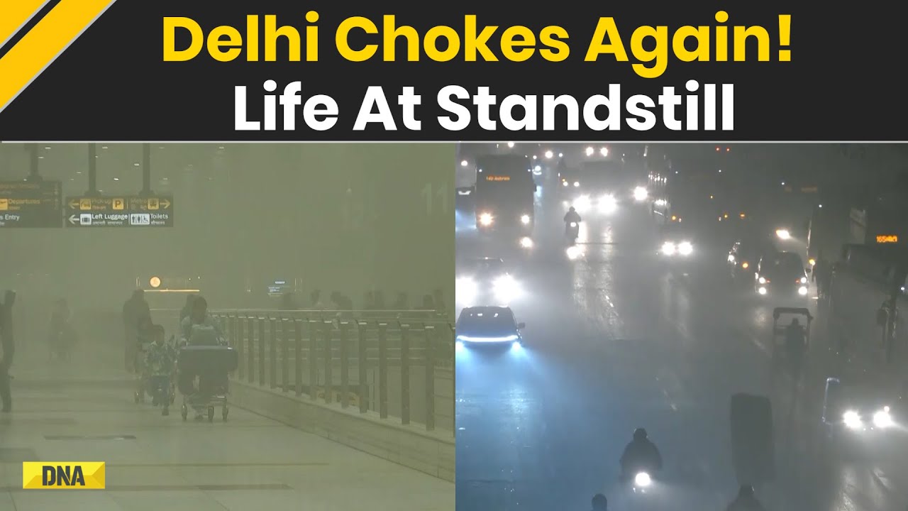 Delhi News: Dense Fog Blankets Delhi-NCR, 128 Flights Cancelled, Schools Shut Across City |Delhi AQI