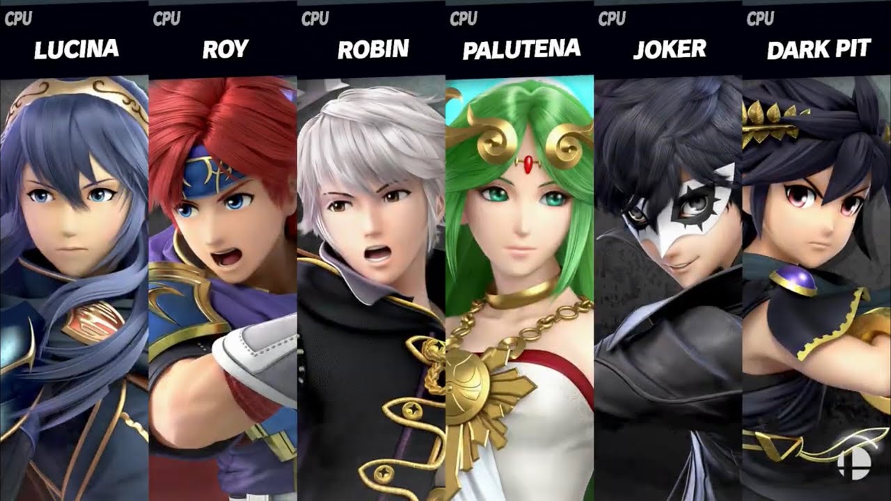 Super Smash Bros. Ultimate - Lucina vs Roy vs Robin vs Palutena vs Joker vs Dark Pit