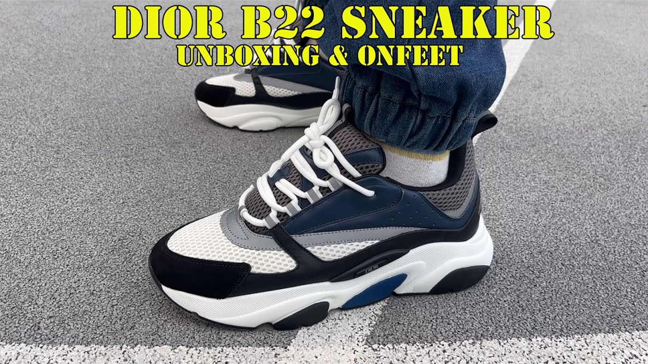 DIOR 2022 MENS UNBOXING DHGATE SNEAKERS (Dior B22 Sneaker)（Black/Navy Blue）