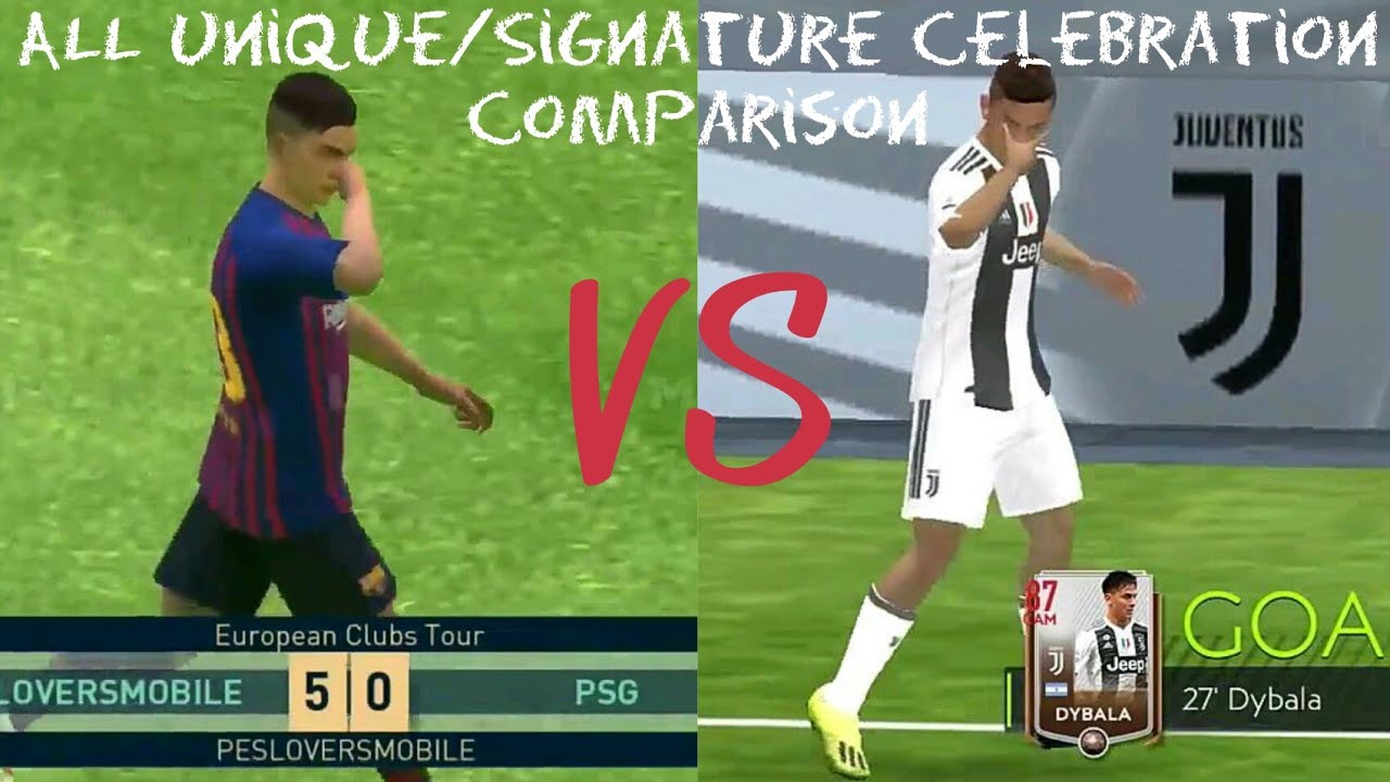 PES 2019 Mobile VS FIFA 19 Mobile - ALL UNIQUE/SIGNATURE CELEBRATION COMPARISON [ft.Mbappe,Messi,..]