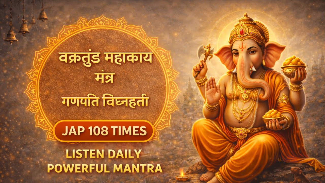 वक्रतुंड महाकाय मंत्र 🙏 | Powerful Ganesh Mantra Jaap 108 Times | Remove Obstacles & Success