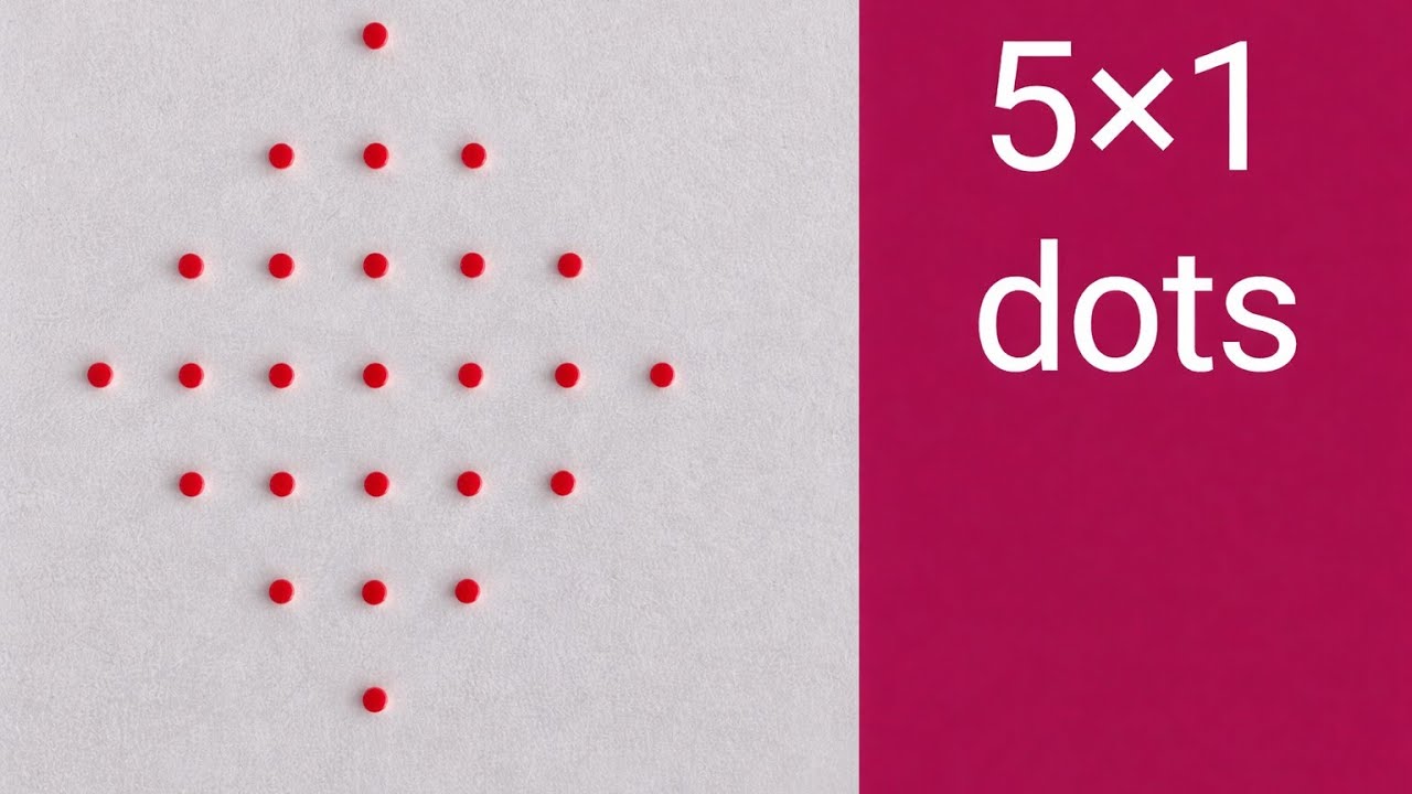 5*1 dots easy and simple rangoli | #rangoli #muggulu #easyrangoli #simplerangoli #trending #video 