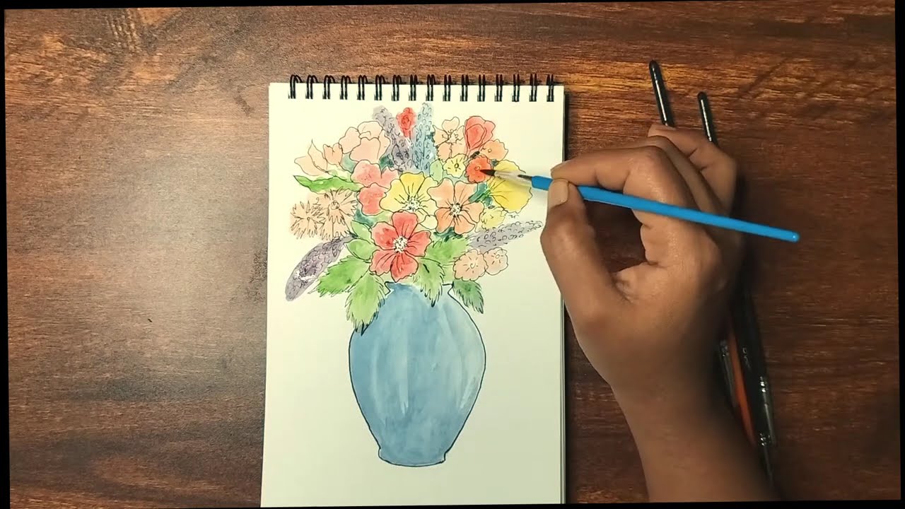 Flower Pot Painting for Beginner | watercolour