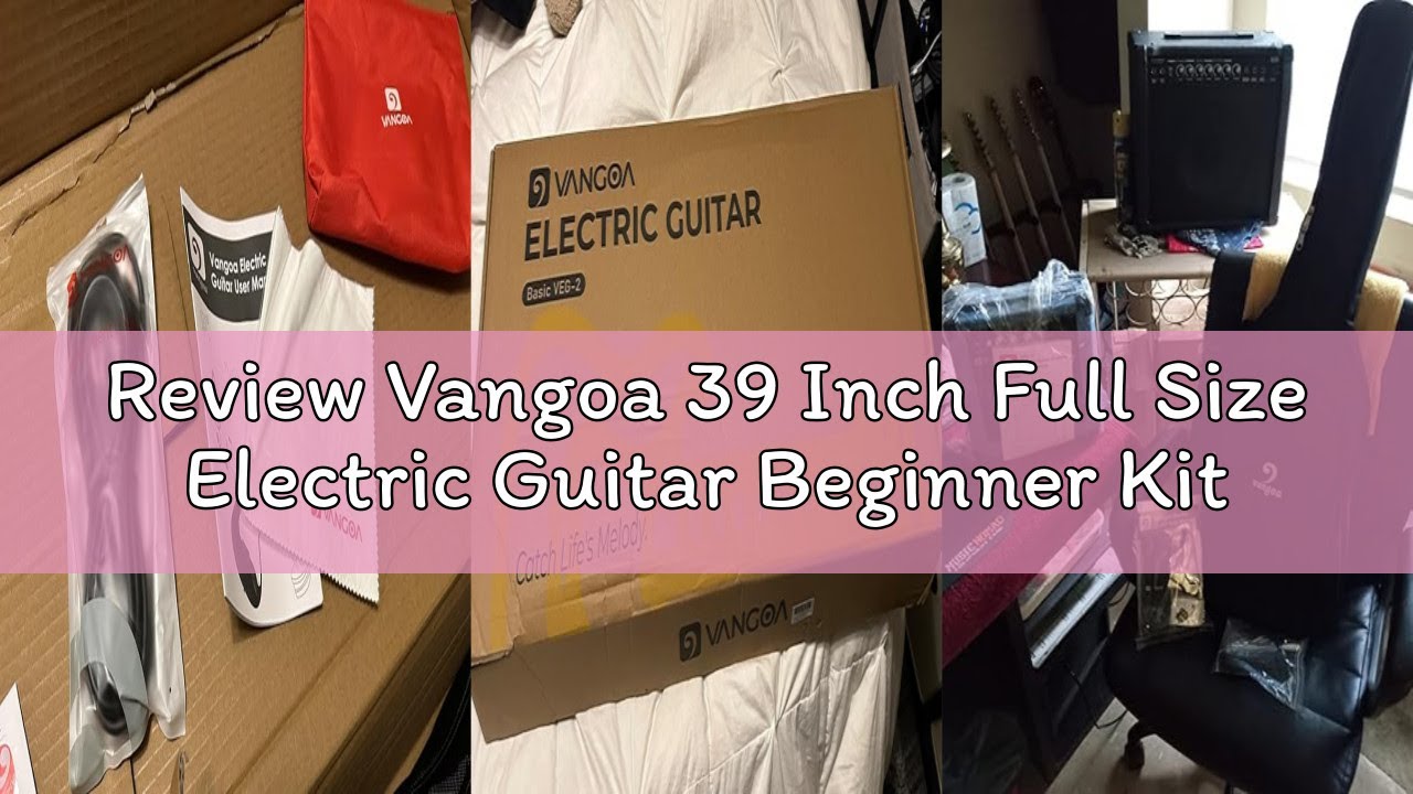 Review Vangoa 39 Inch Full Size Electric Guitar Beginner Kit Solid Body Pink SSS Pickups with Amp, B
