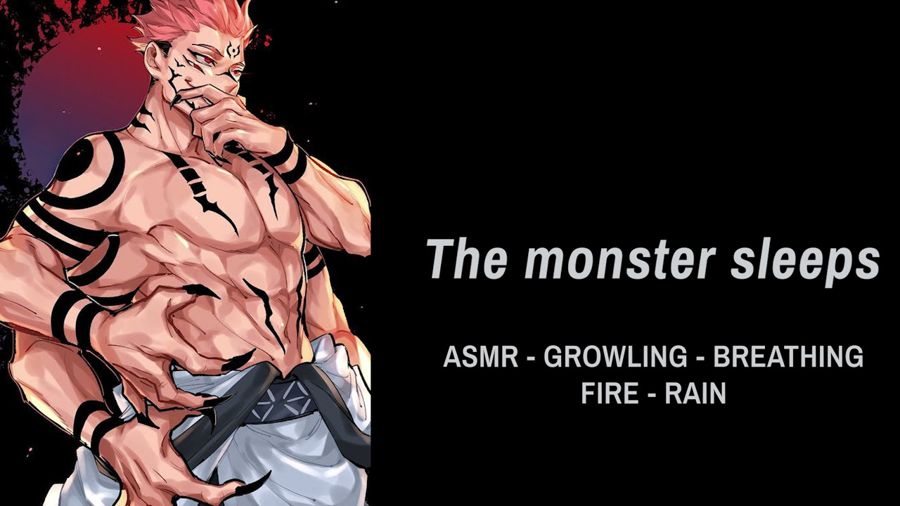 ASMR Primal - Growling - Sleep Aid - Breathing - Fire and Rain sounds