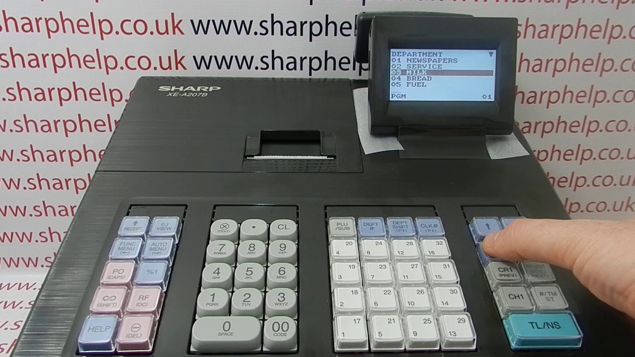 Tax Vat Programming Sharp XE-A207 How To Assign Tax Rates To Product Departments