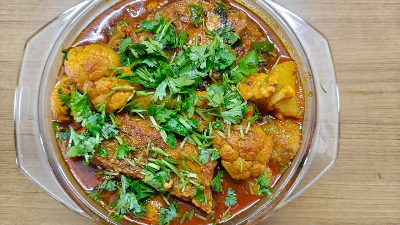 আলু ফুলকপি দিয়ে মাছের ঝোল! Potato cauliflower fish curry!