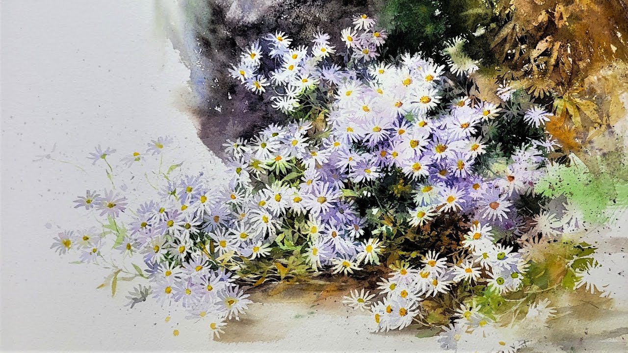 쑥부쟁이/Mountain aster [수채화/watercolor]