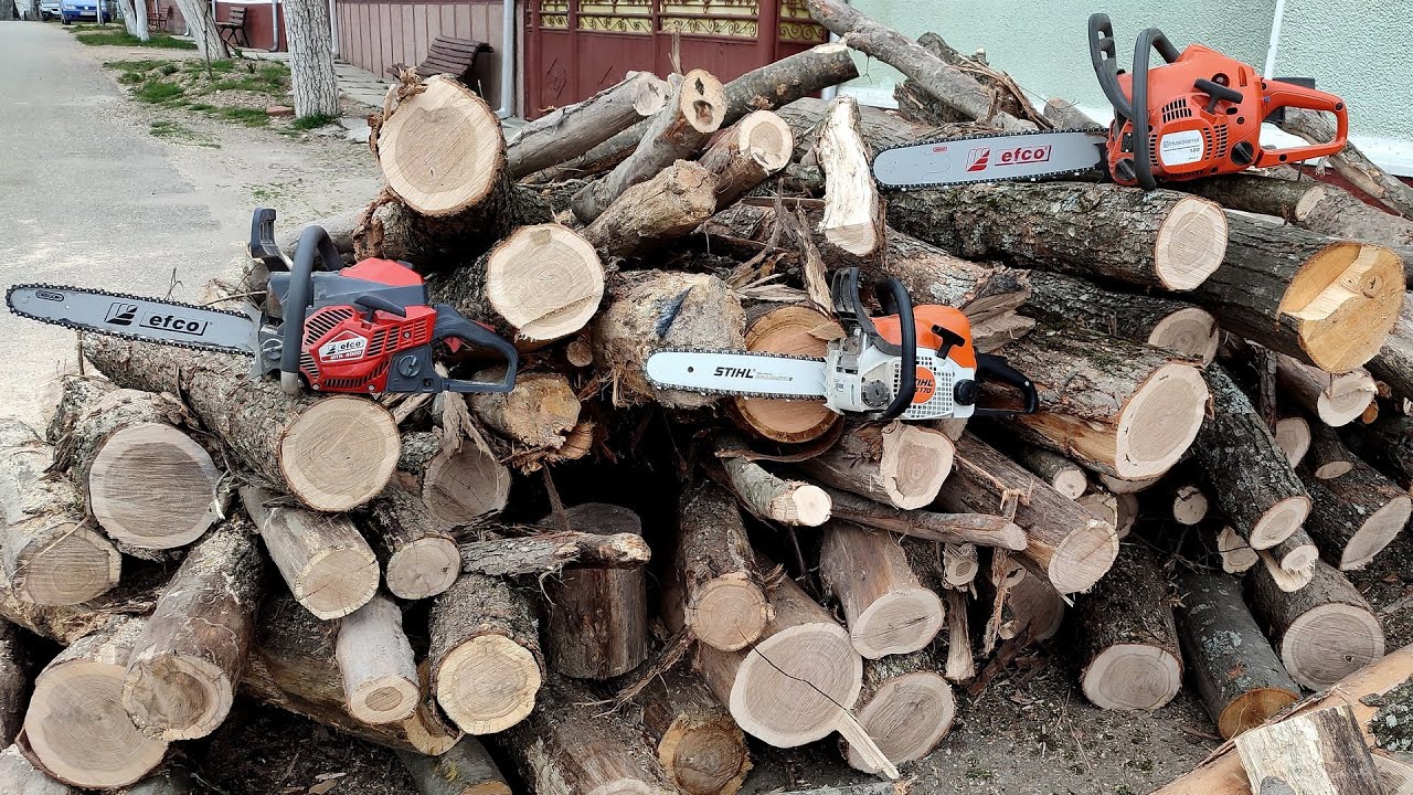 3x Hobby chainsaws in action (Husqvarna 120 Mark II, Stihl MS 170 and Efco MTH 4000)