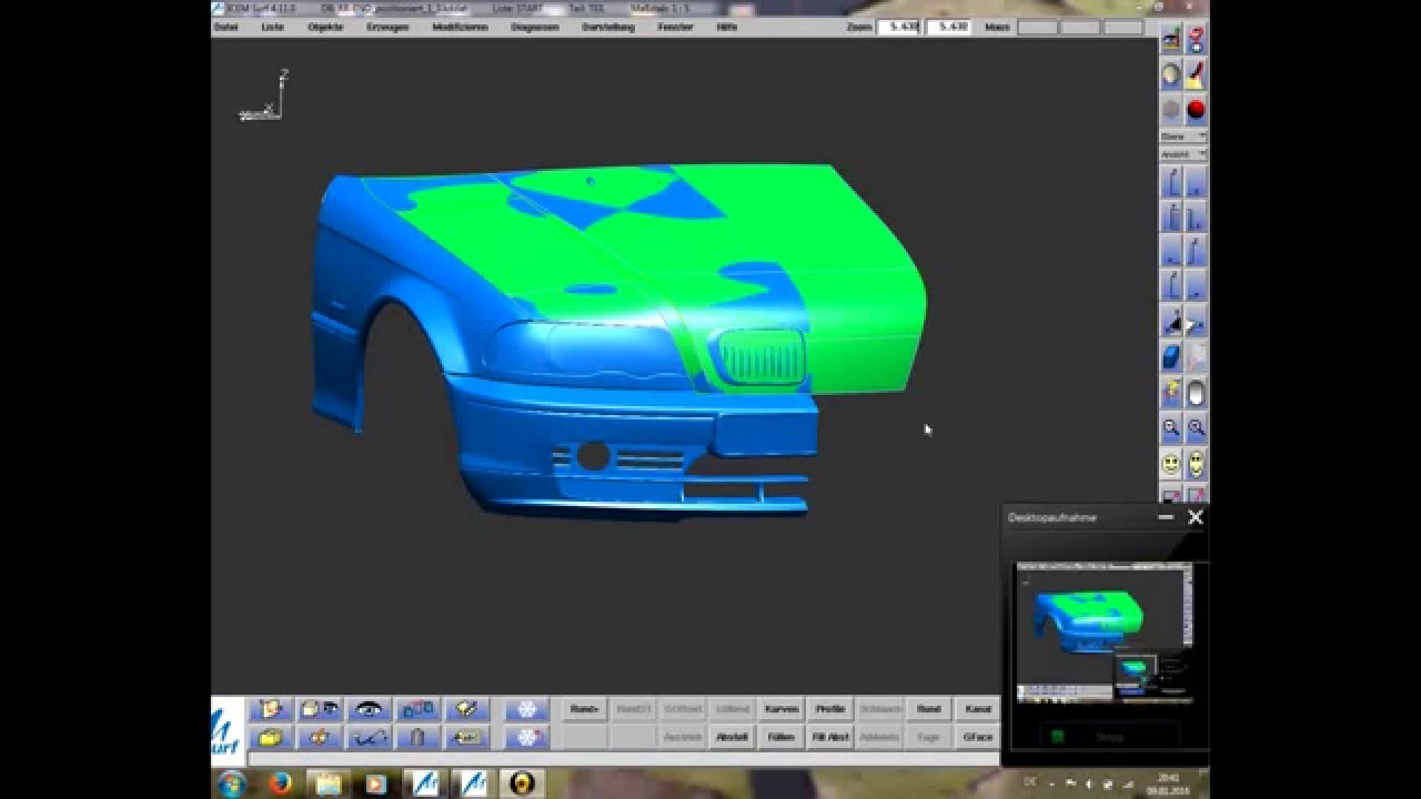 BMW-3 HOOD-Modeling (PART-9) mit ICEM SURF.