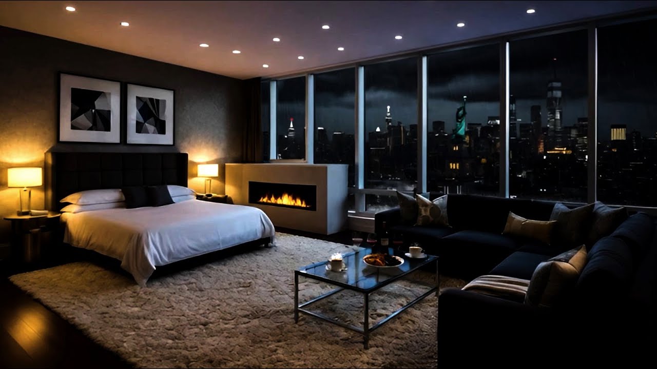 The sound of rain that makes you feel comfortable and sleepy, and the night view of New York ㅣ Asmr