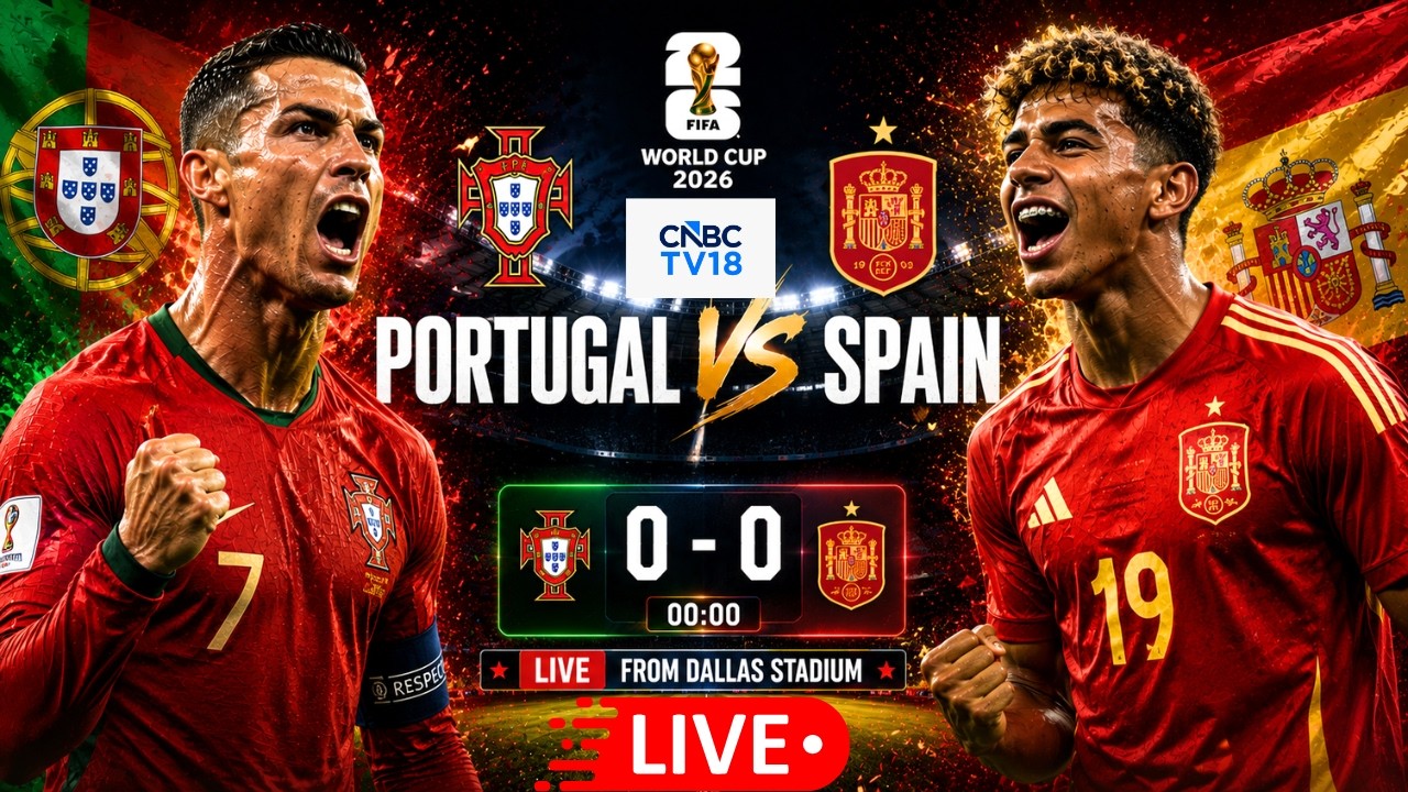 🔴Portugal Vs Spain LIVE: FIFA World Cup 2026 Round of 16 Knockout | Ronaldo Vs Lamine Yamal | N18G